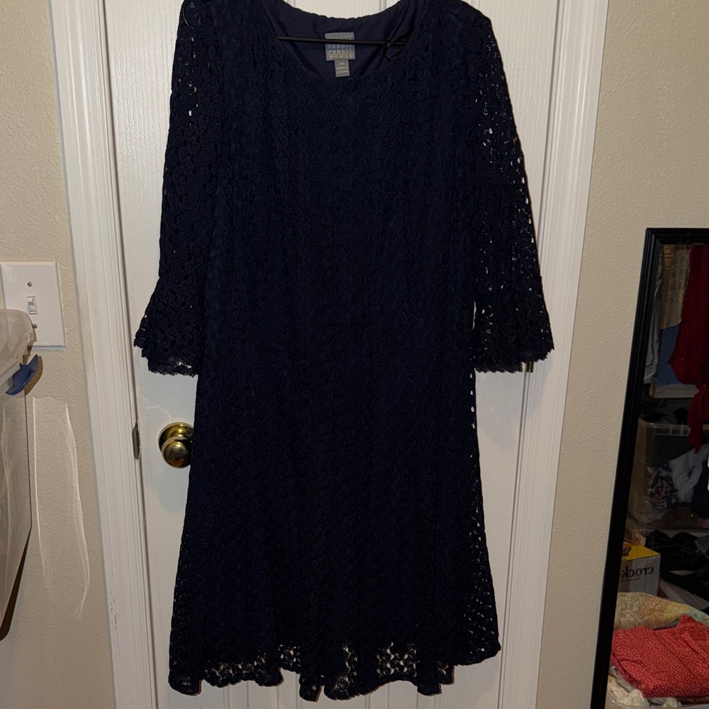 Rabbit Rabbit Rabbit Navy Long Sleeve Dress